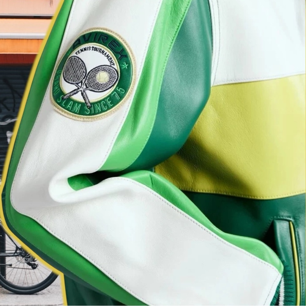 Avirex Green, White, and Yellow Bomber Jacket - Picture 4 of 6